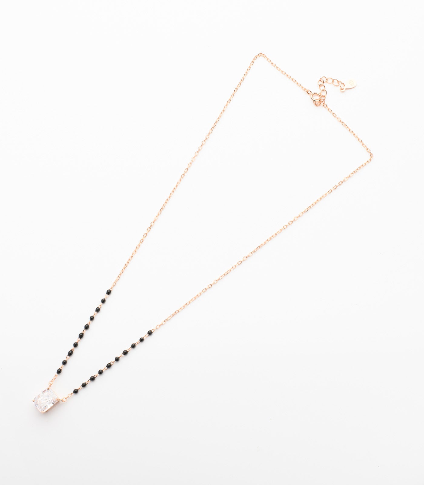 Rectangle Stone Rose Gold Polish Mangalsutra Pendant Set (Silver)