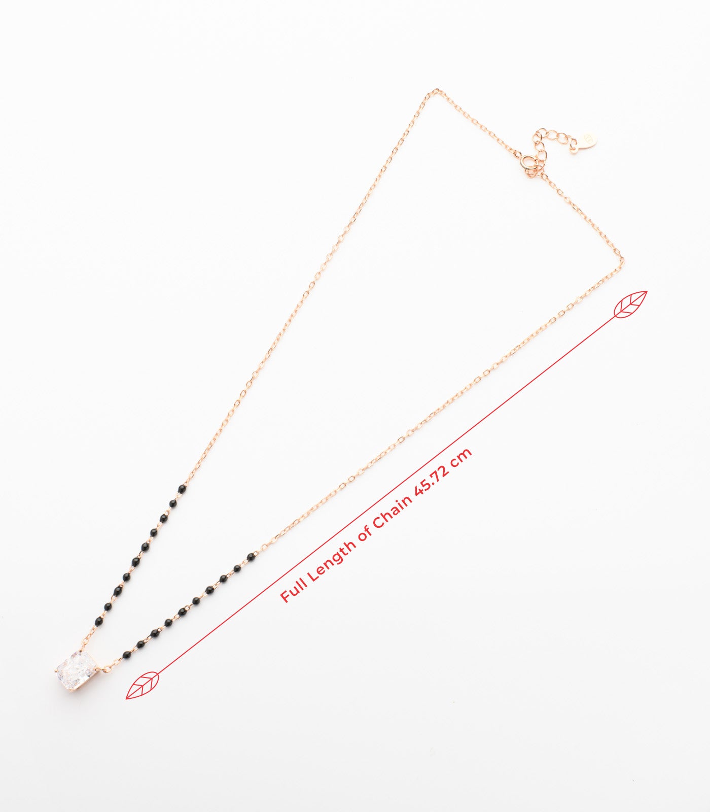 Rectangle Stone Rose Gold Polish Mangalsutra Pendant Set (Silver)