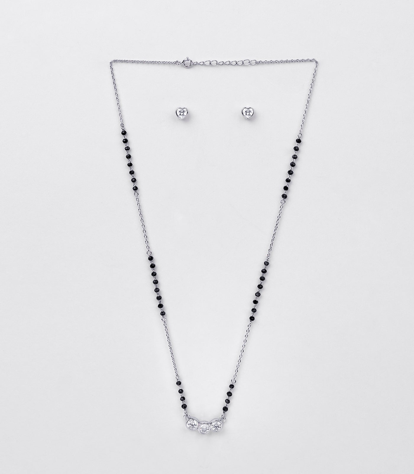 Radiant Crystals Mangalsutra Set (Silver)