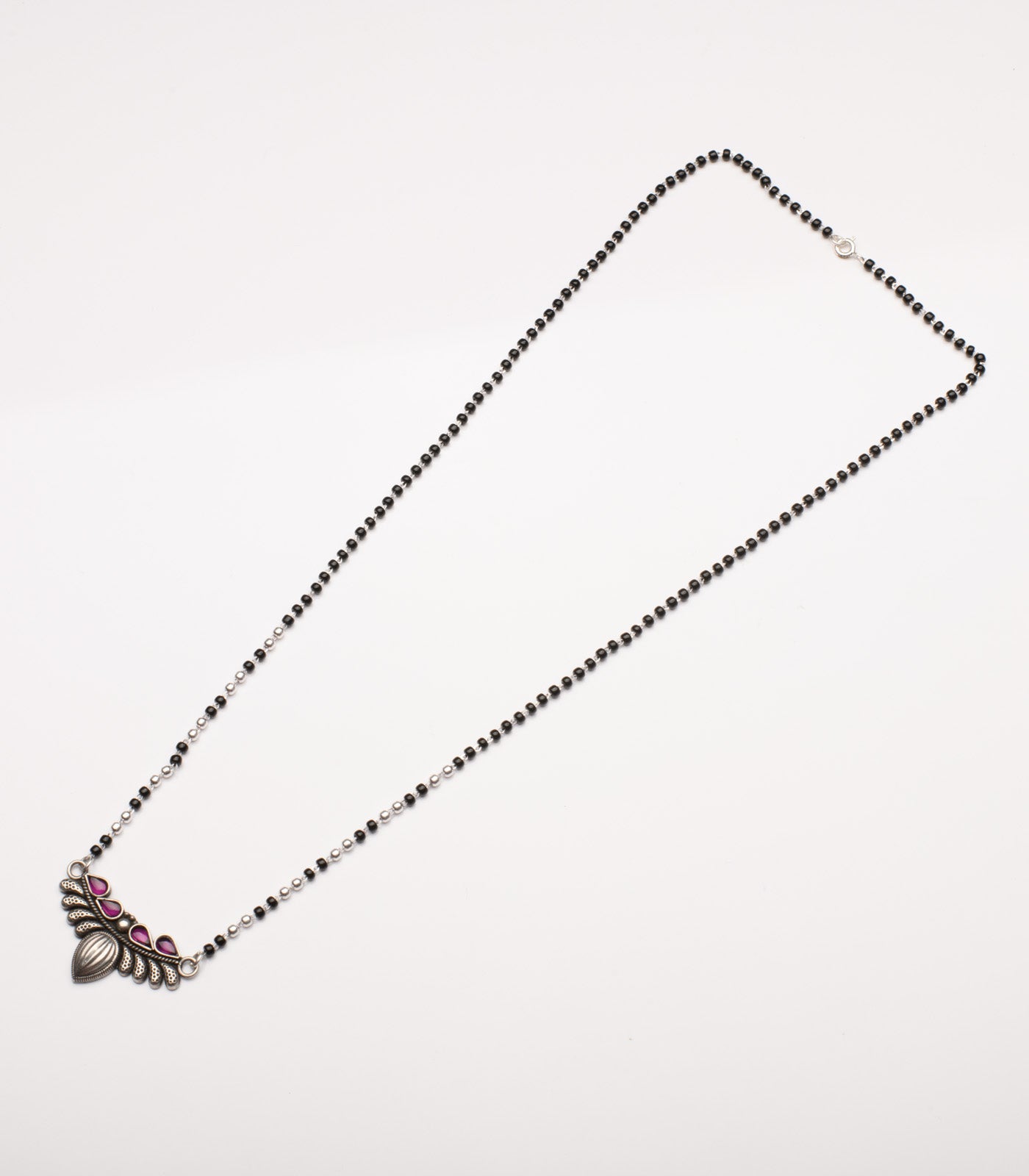 Voilet Stone Drop Shaped Antique Mangalsutra Set (Silver)