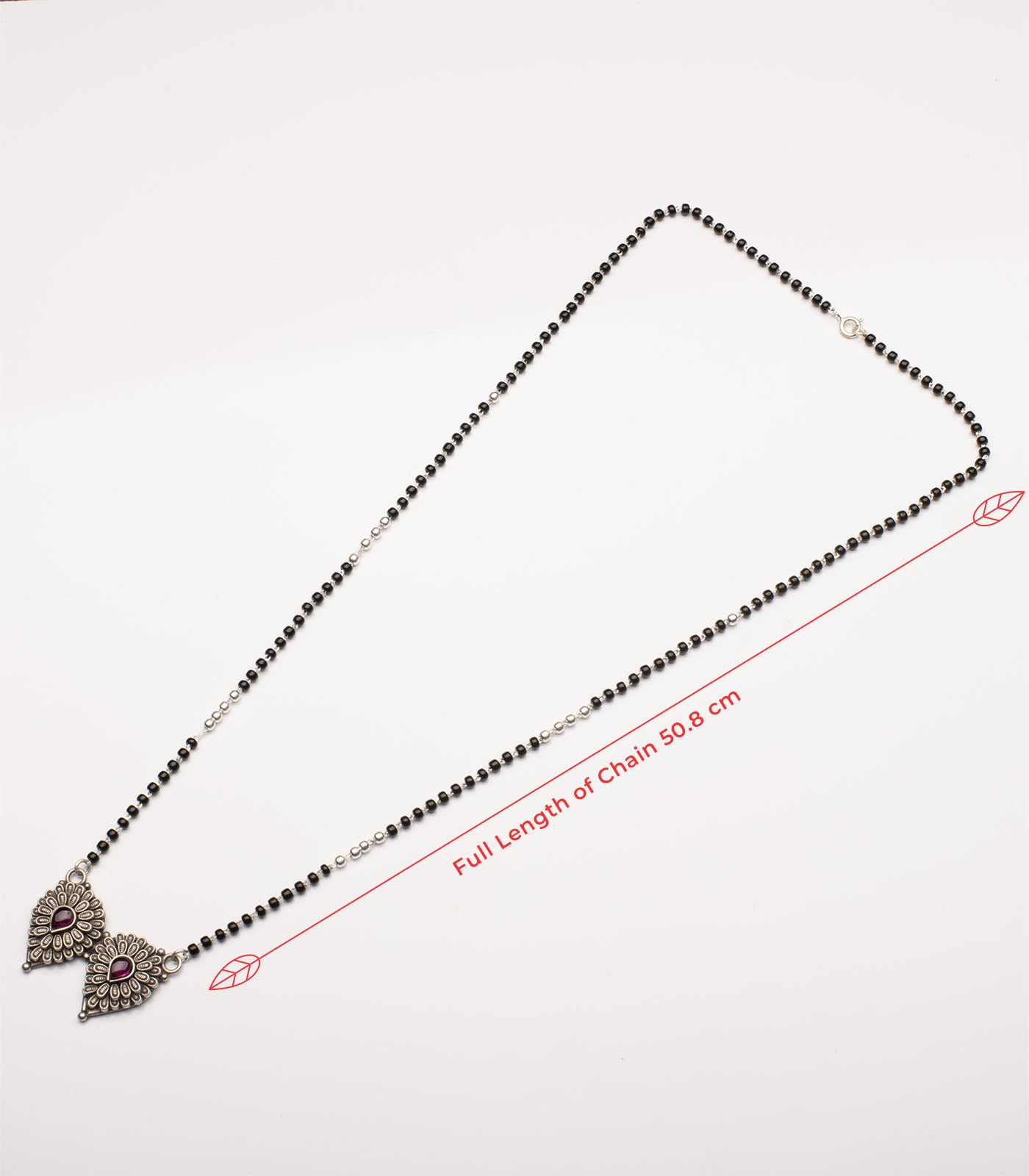 Twin Leaves Antique Mangalsutra Set (Silver)