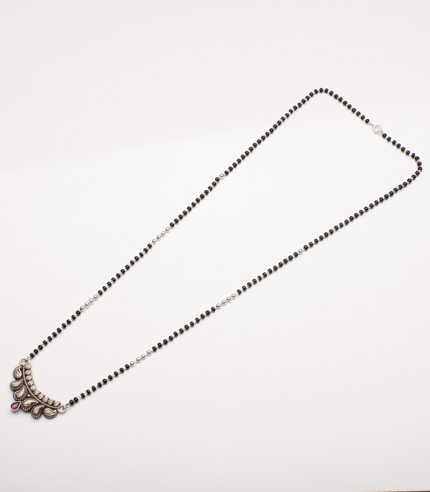 Violet Stone Swirl Antique Mangalsutra Set (Silver)