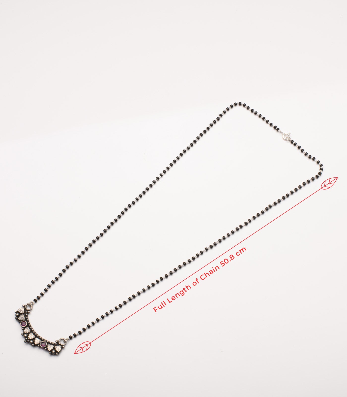 Voilet Stone Leaf Motif Antique Mangalsutra Set (Silver)