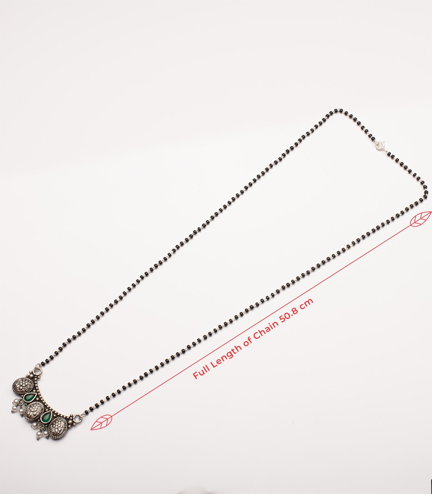 Green Stone Oval Antique Mangalsutra Set (Silver)