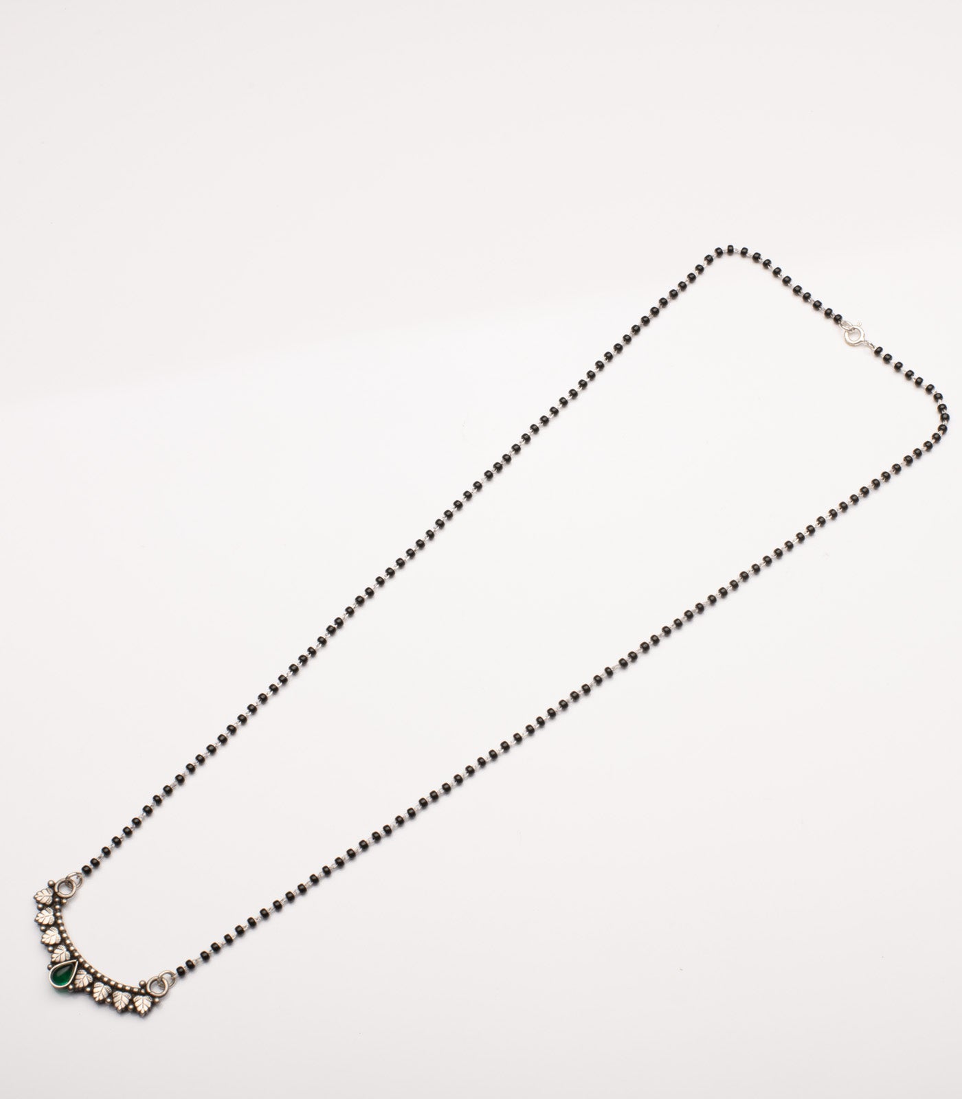 Green Stone Antique Mangalsutra Set (Silver)