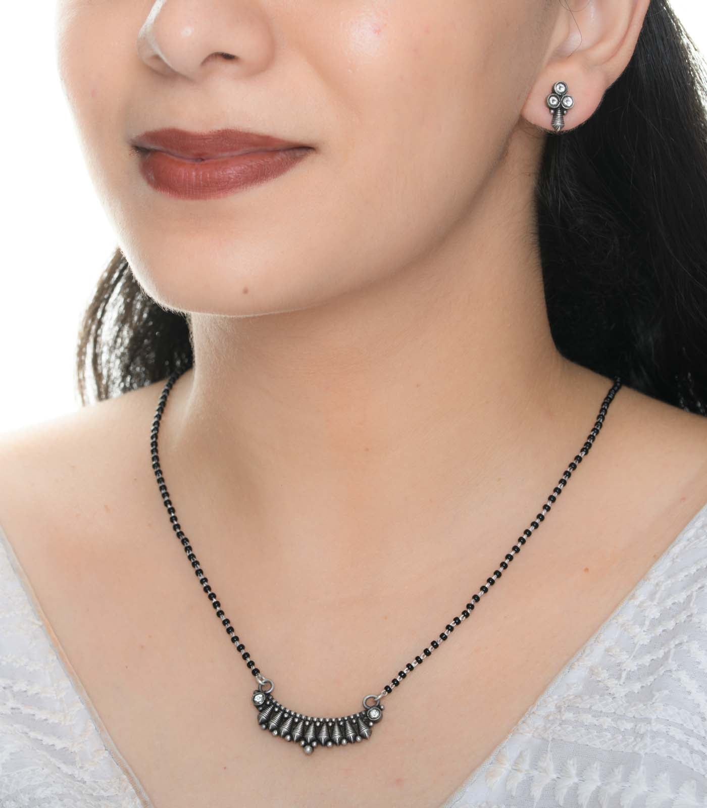 Conical Antique Mangalsutra Set (Silver)