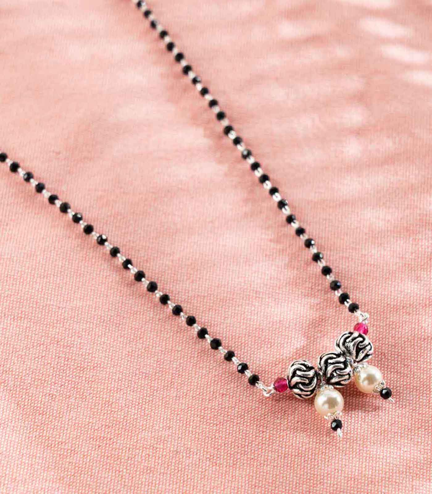 Triple Orb Pearl Mangalsutra (Silver)
