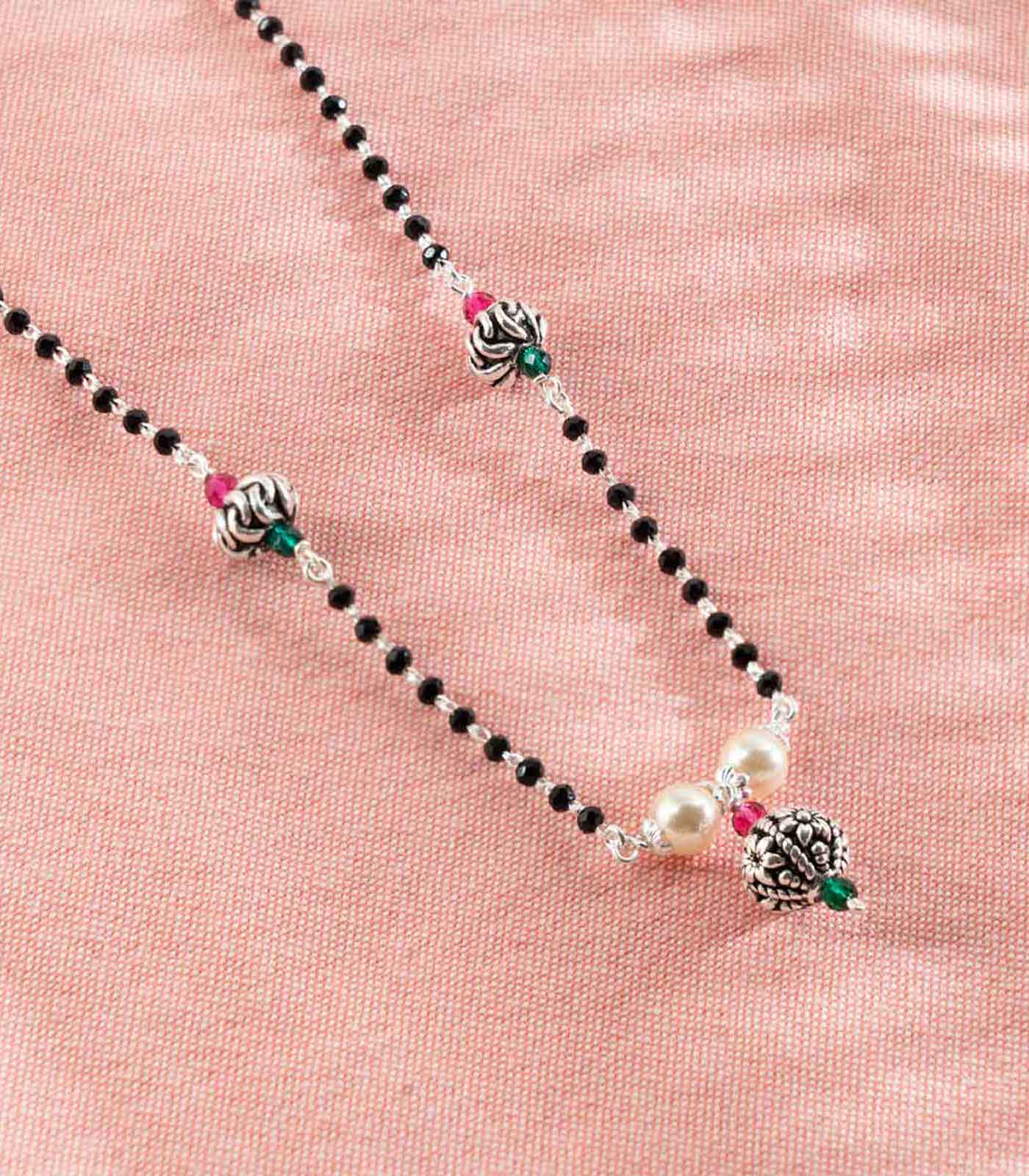 Floral Orb Mangalsutra (Silver)