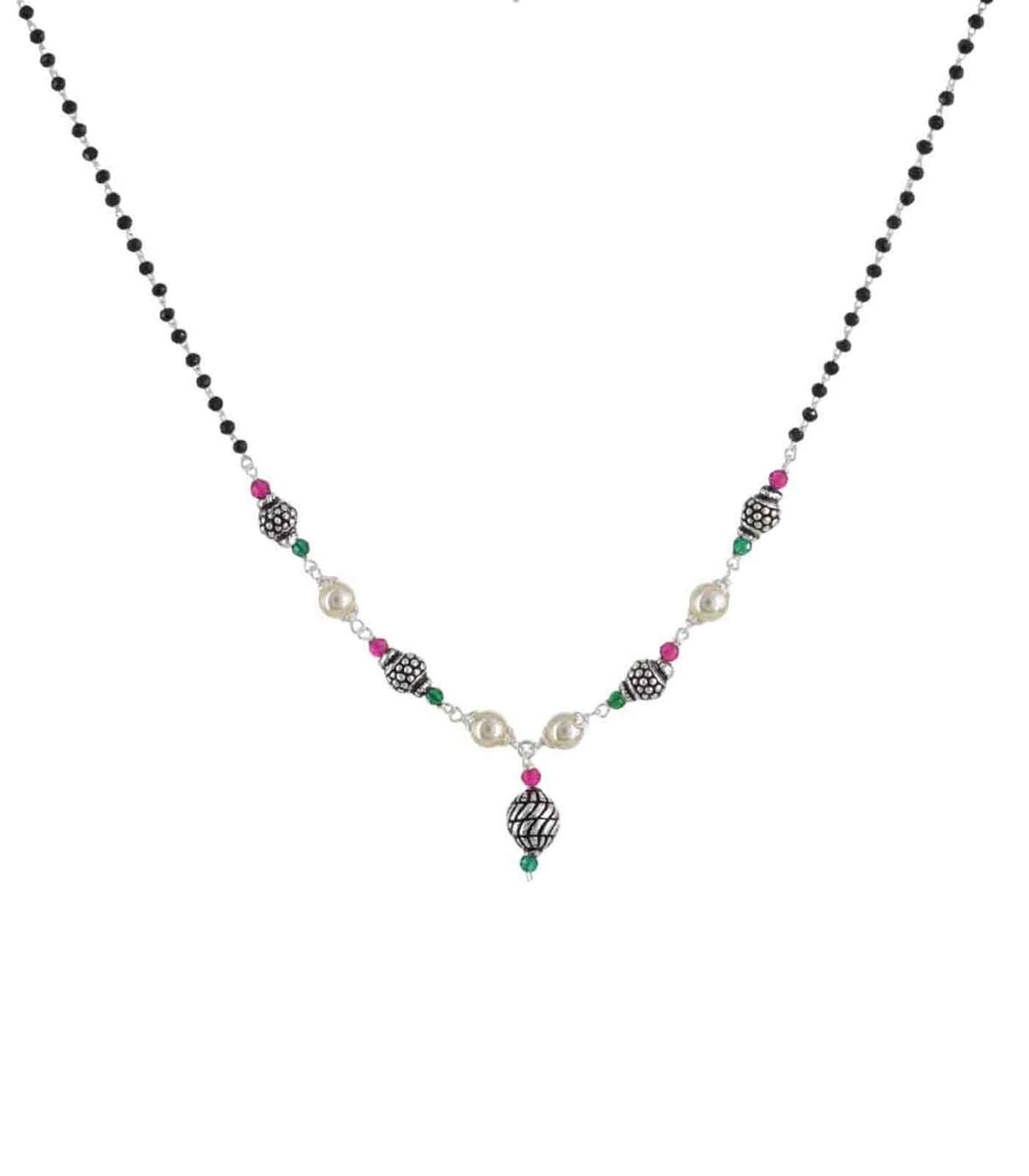 Penta Orb Pearl Mangalsutra (Silver)