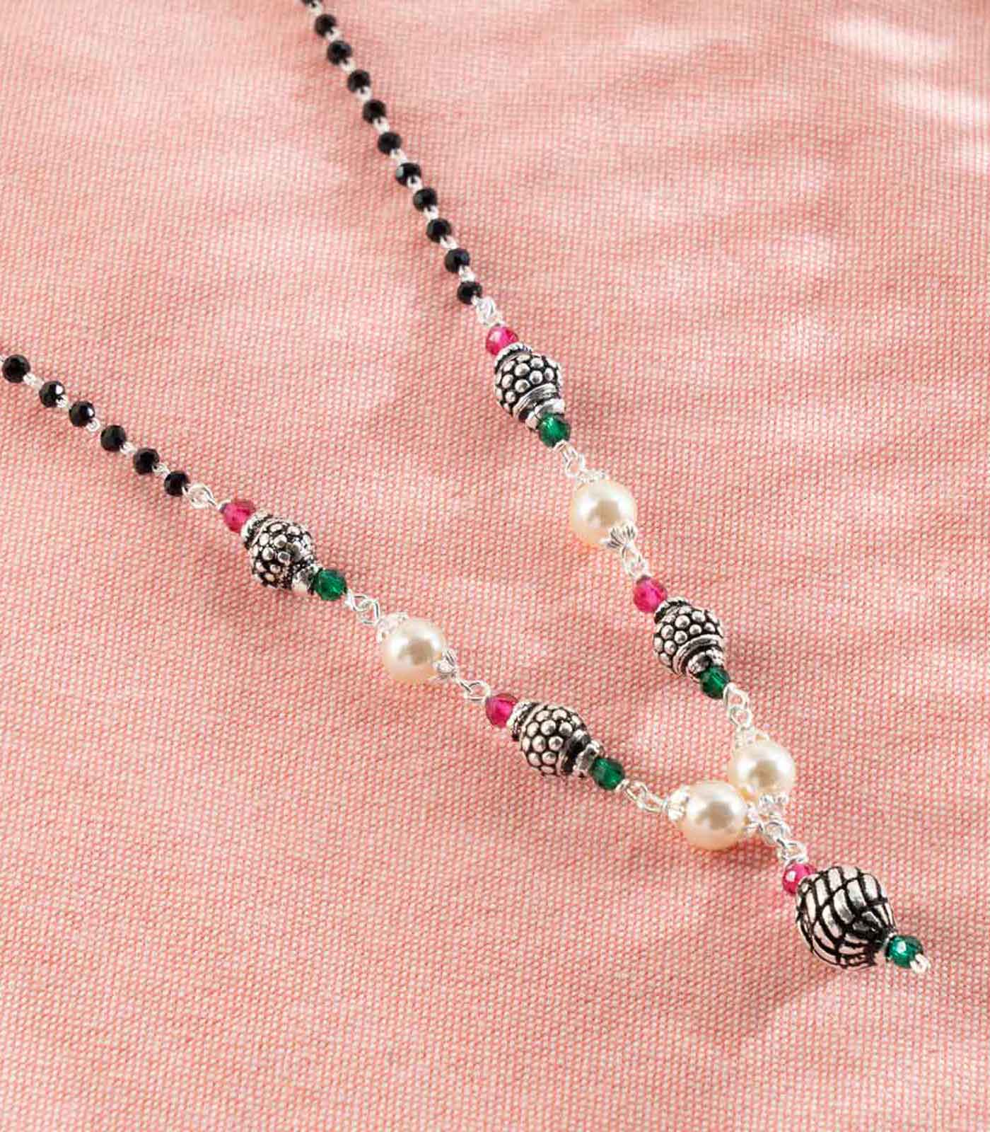 Penta Orb Pearl Mangalsutra (Silver)