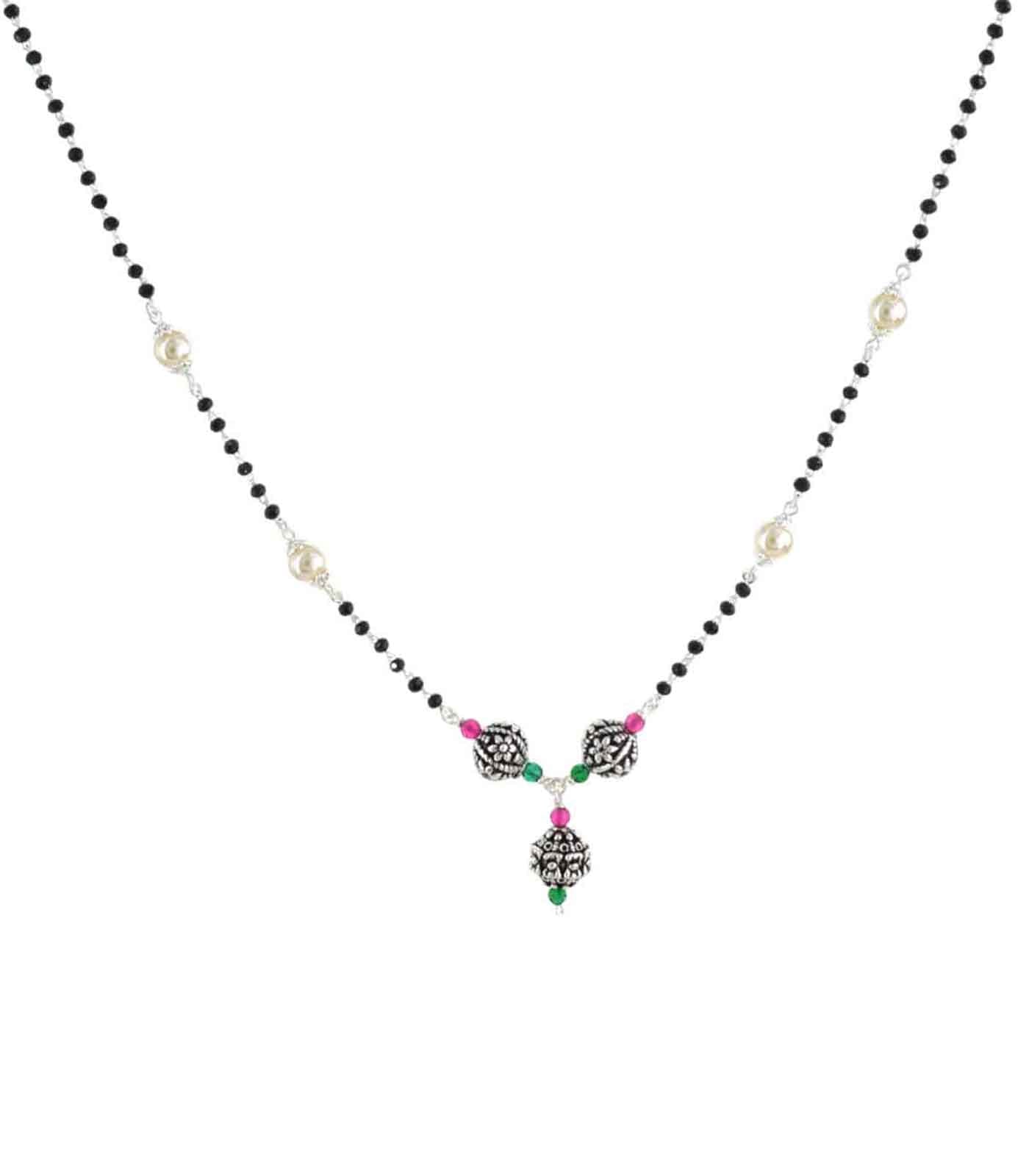 Triple Orb Pearl Mangalsutra (Silver)