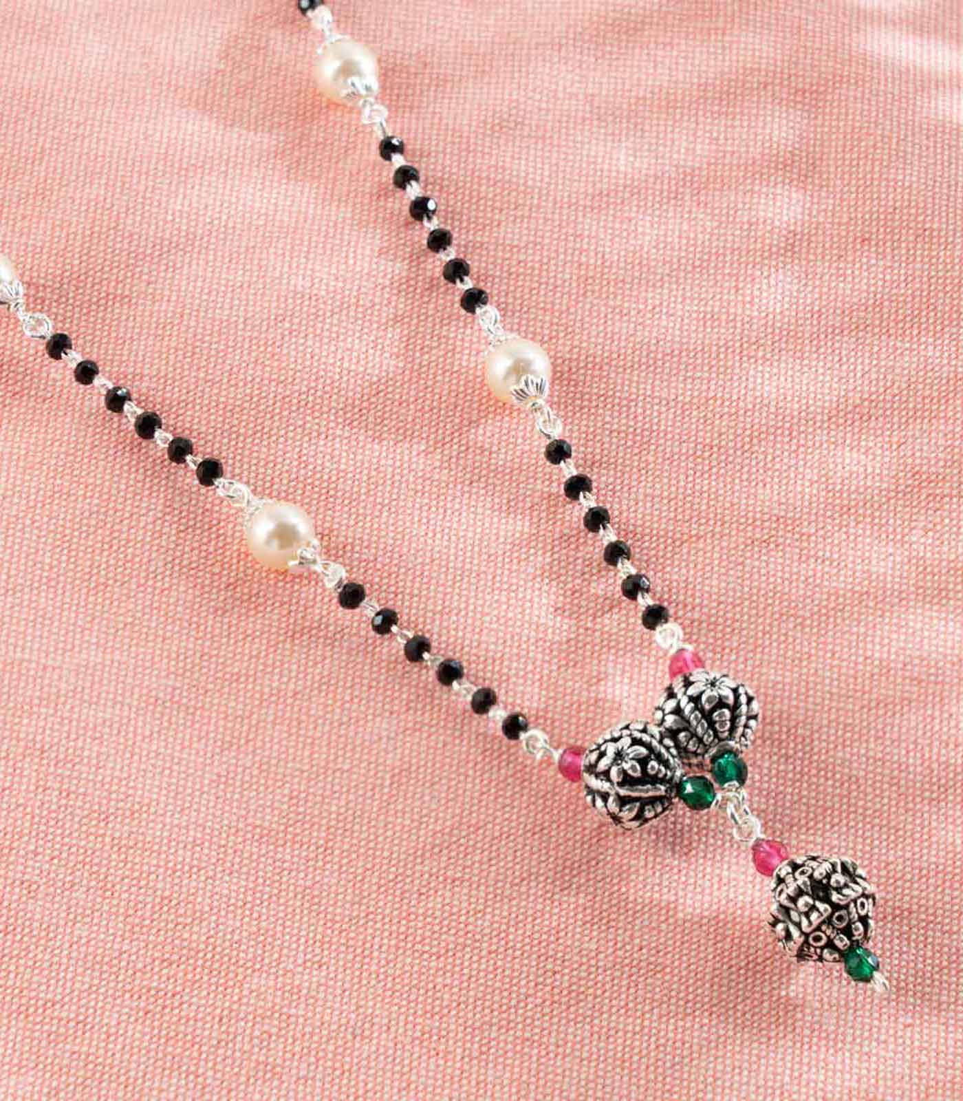 Triple Orb Pearl Mangalsutra (Silver)