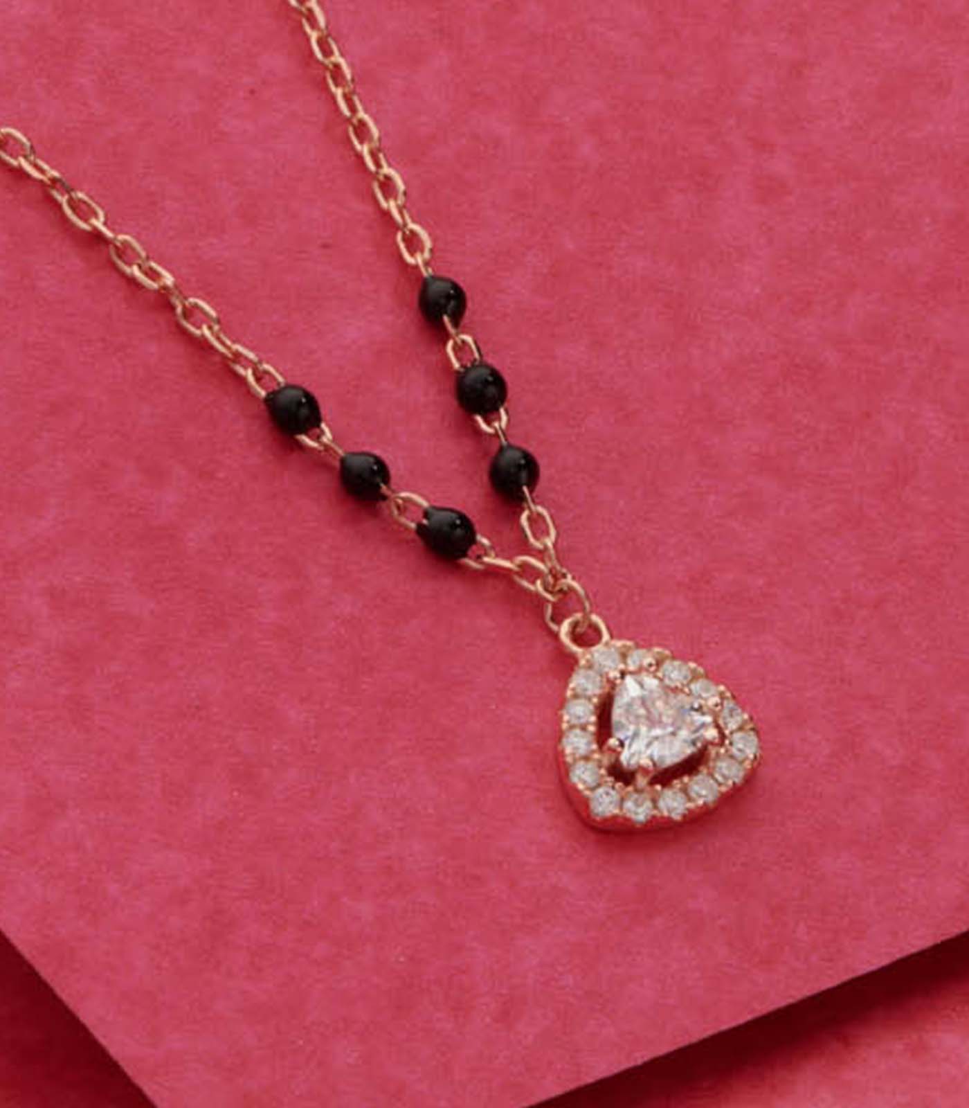 Triangular Rose Gold Mangalsutra Set (Silver)