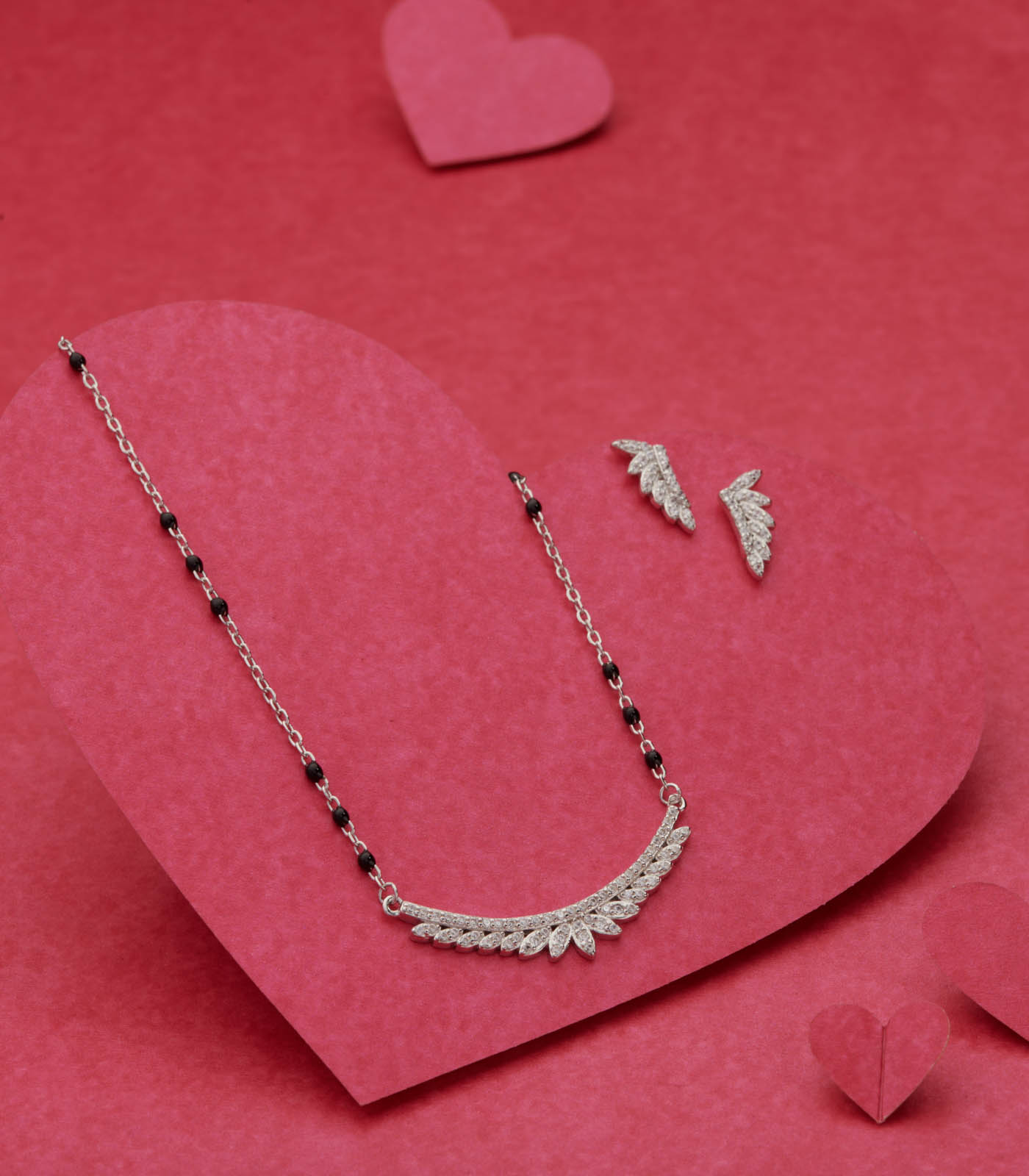 Stone Curve Mangalsutra Set (Silver)