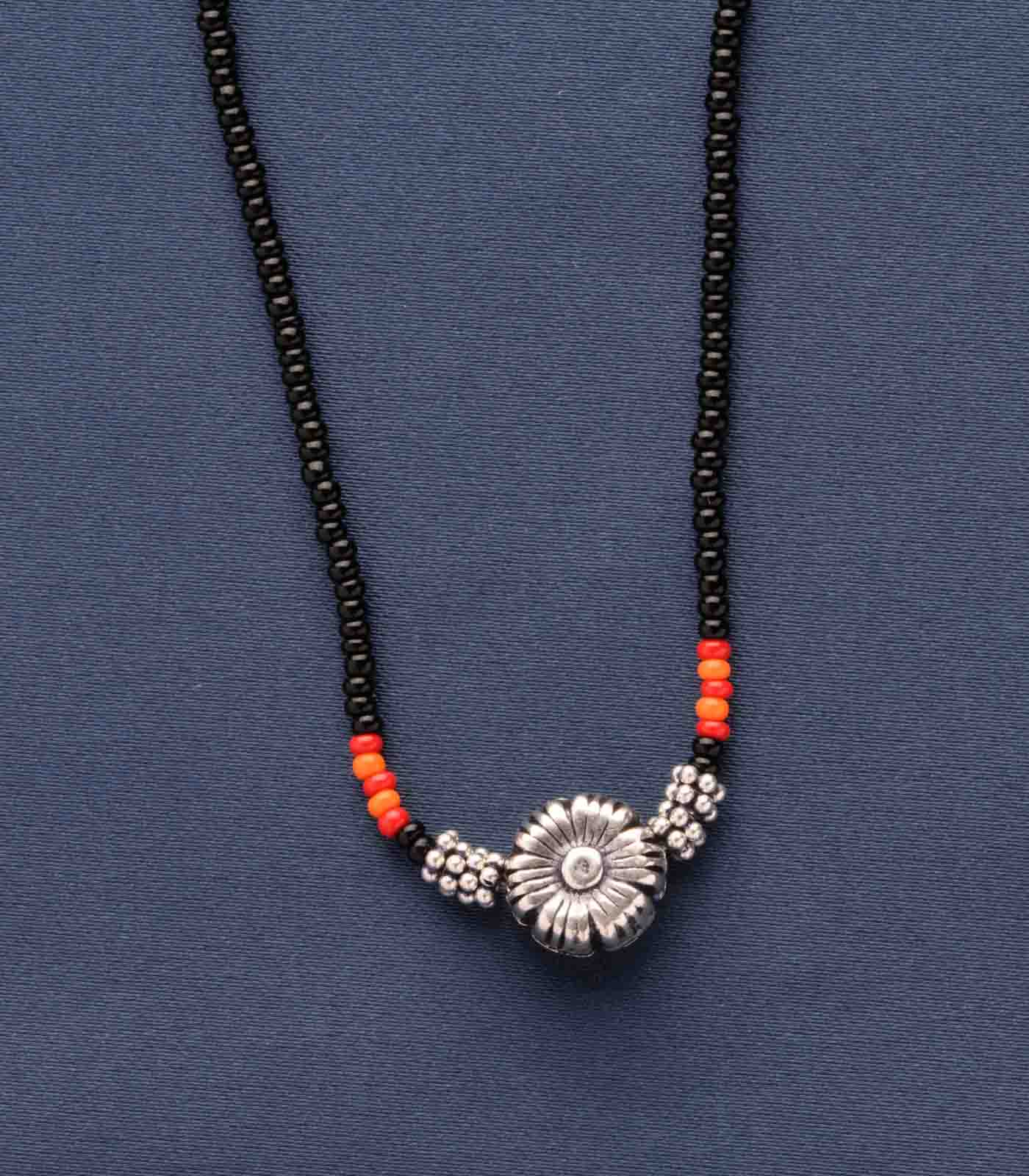 Silver Floral Antique Mangalsutra