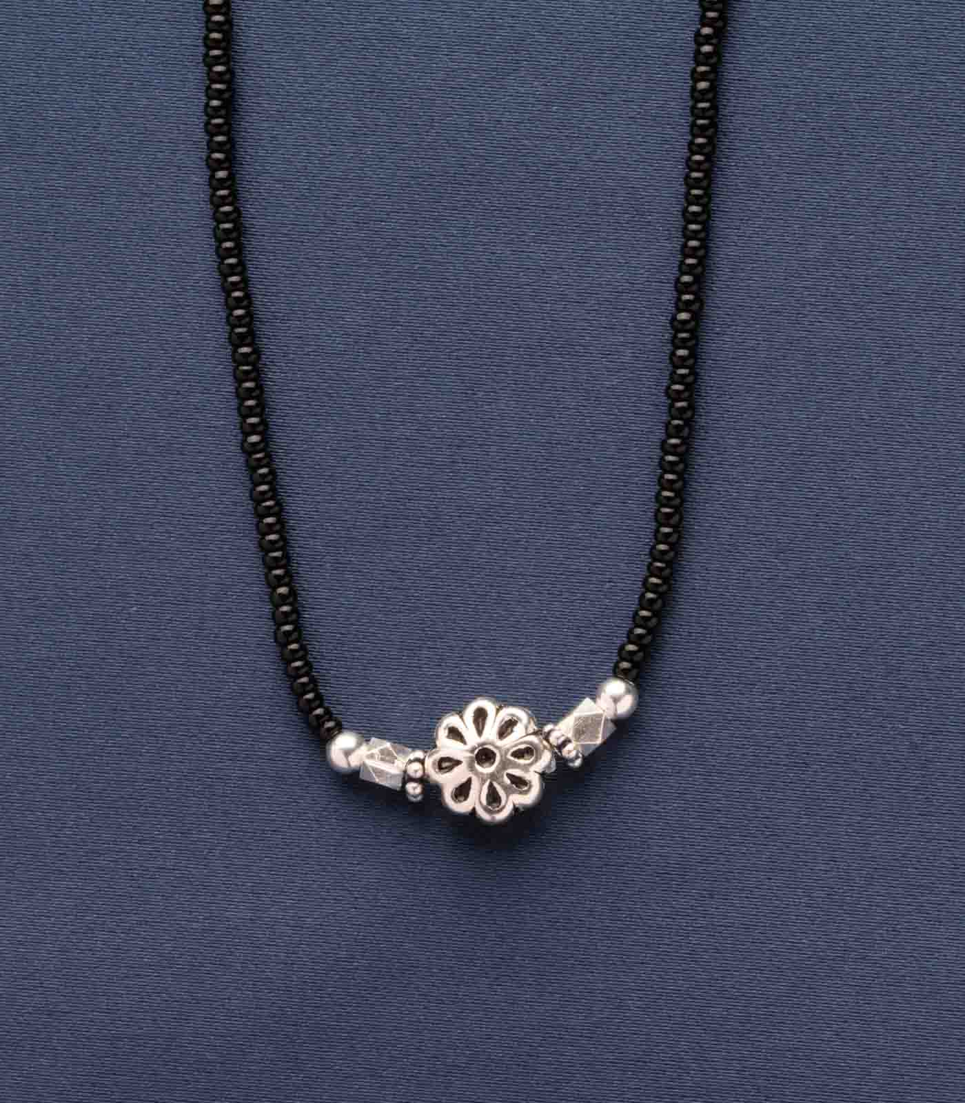 Silver Shiny Floral Antique Mangalsutra