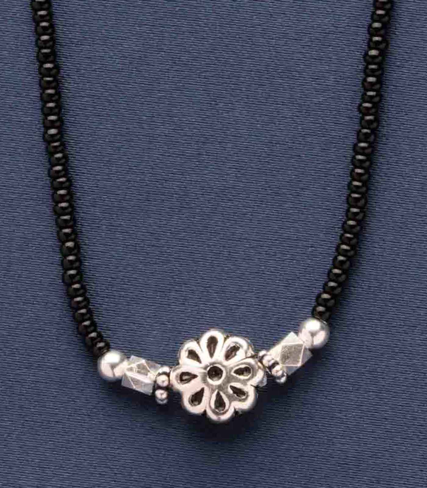 Silver Shiny Floral Antique Mangalsutra