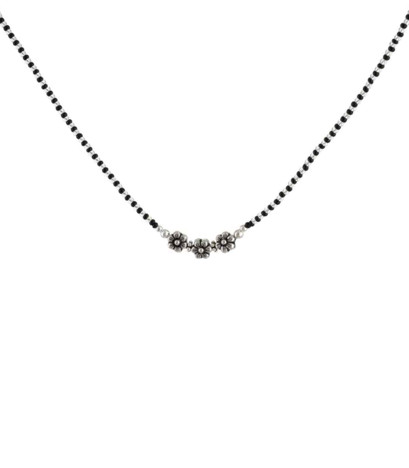 Floral Triplet Mangalsutra (Silver)