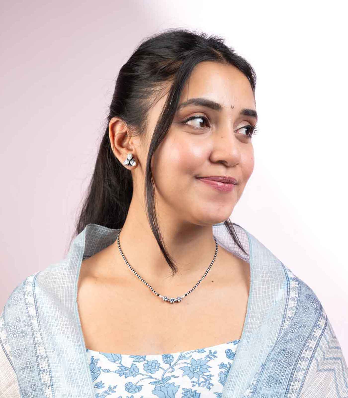 Floral Triplet Mangalsutra (Silver)