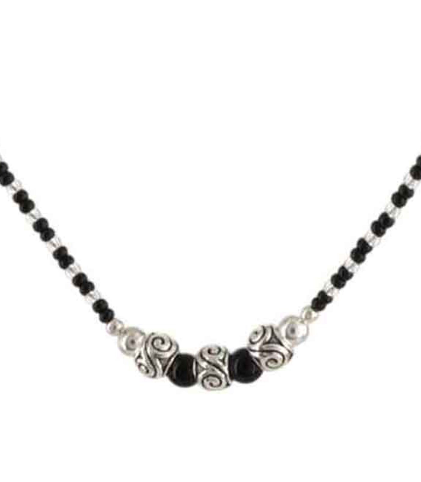 Triple Swirling Orb Mangalsutra (Silver)