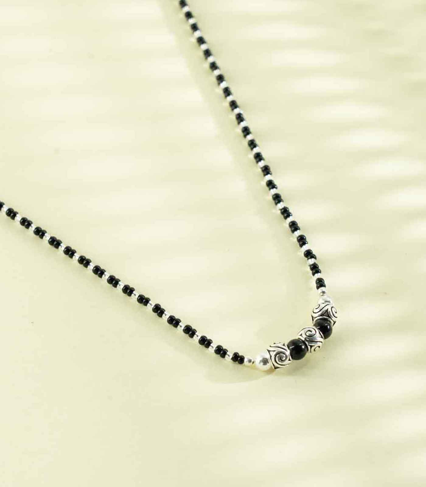 Triple Swirling Orb Mangalsutra (Silver)