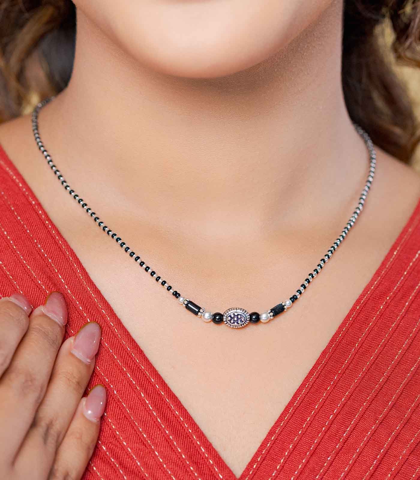 Oval Orb Antique Mangalsutra (Silver)