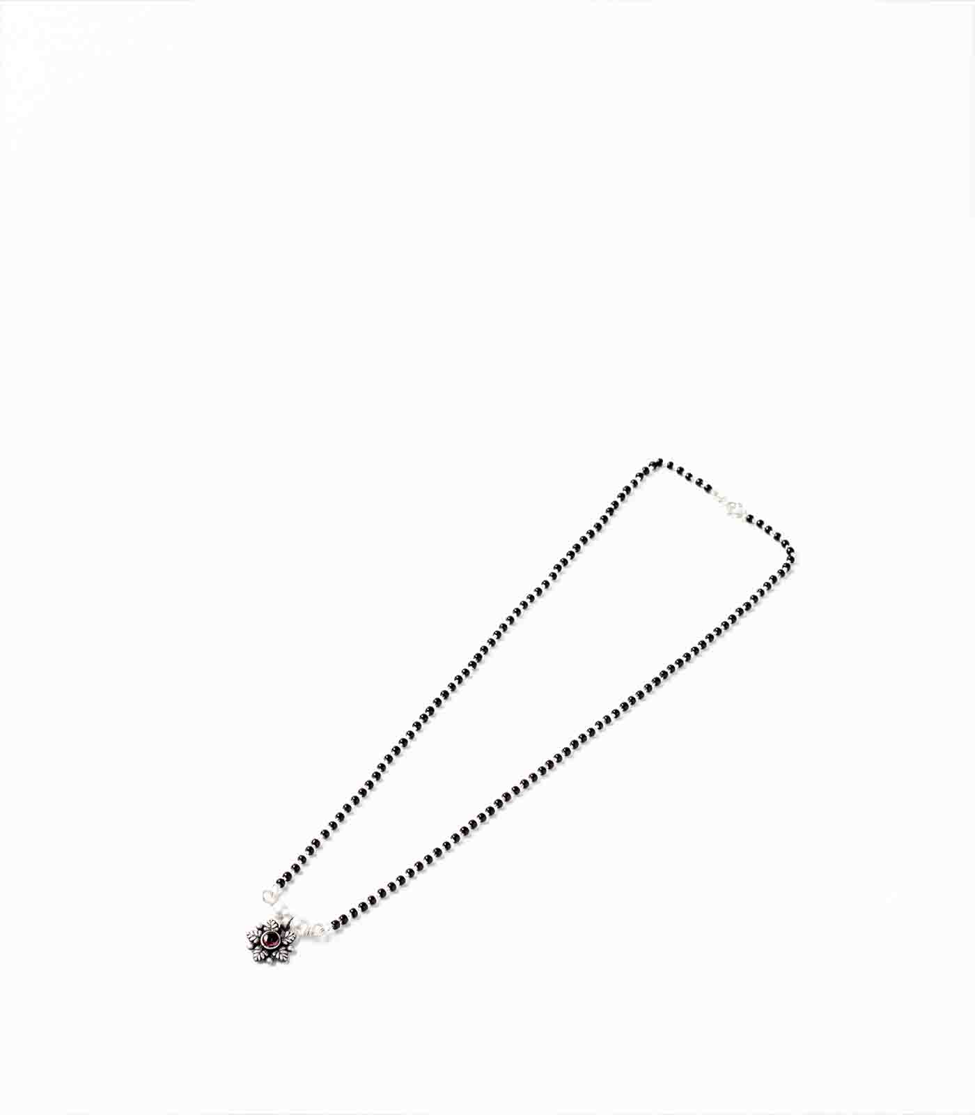 Floral Stone & Pearl Antique Mangalsutra (Silver)