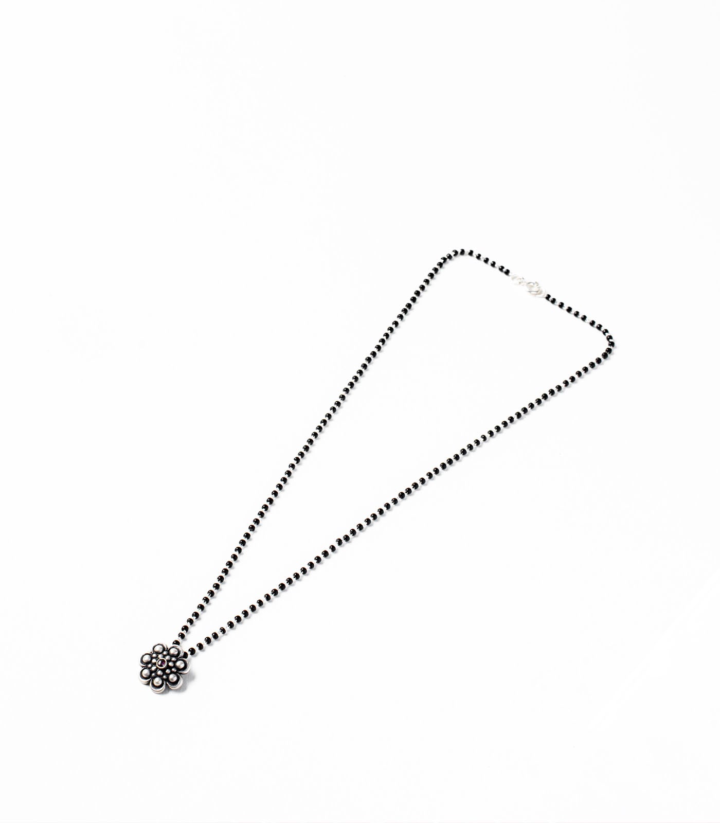 Classic Floral Stone Antique Mangalsutra (Silver)
