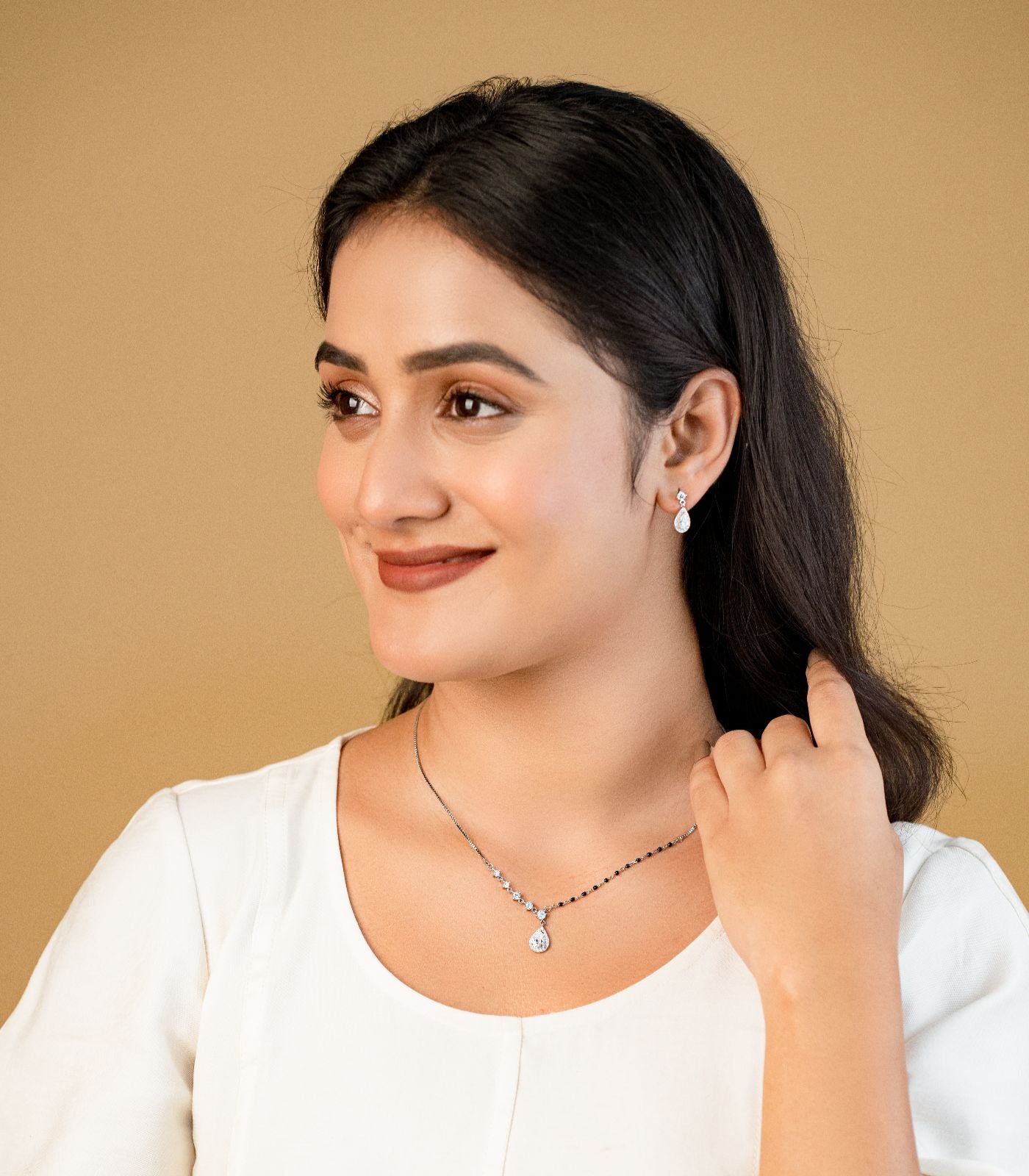 Shining Drop Mangalsutra Set (Silver)