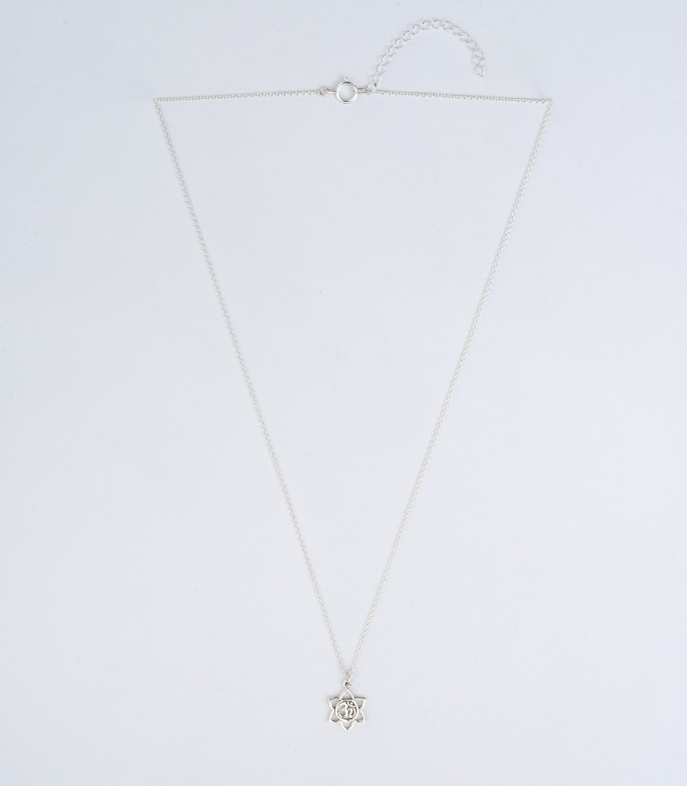 Om In Flower Silver Necklace