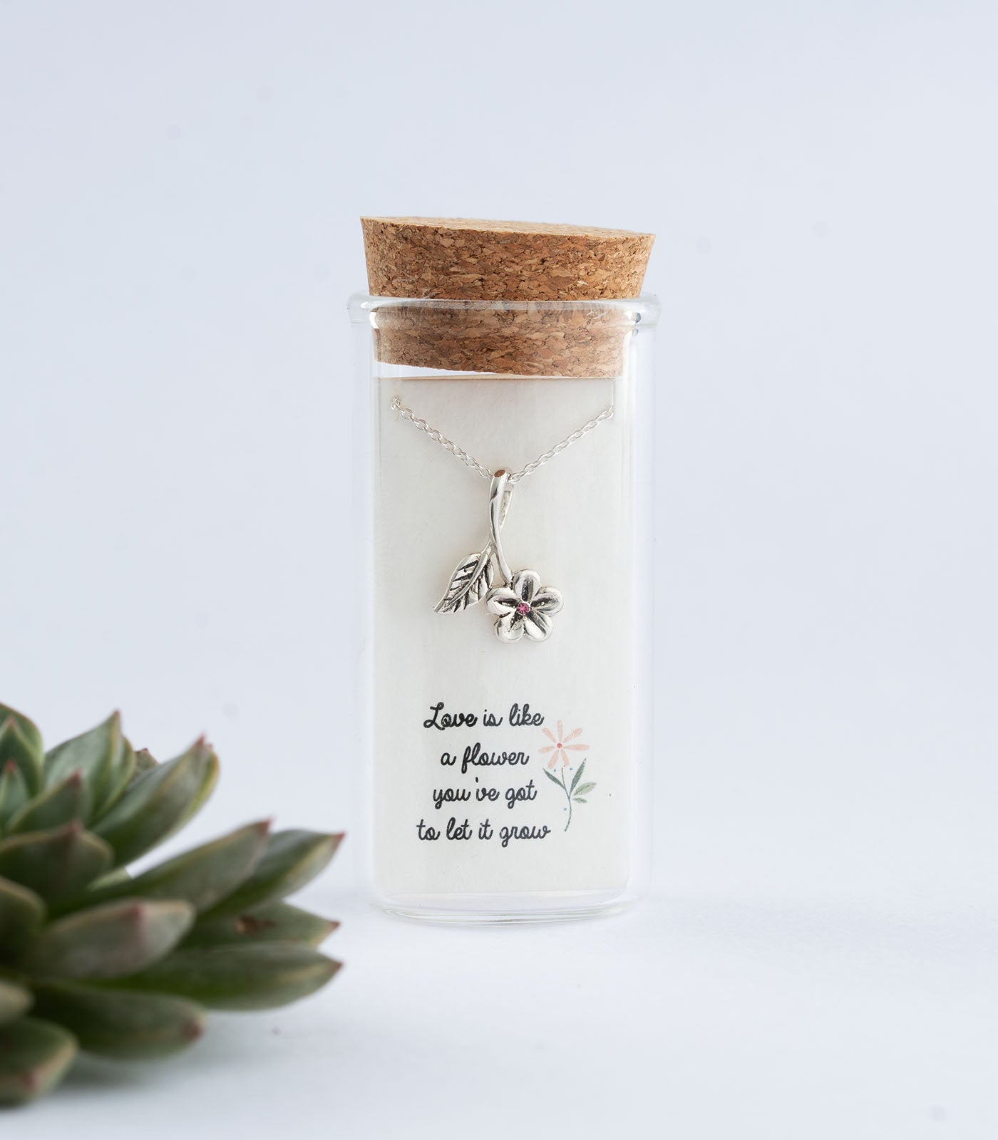 Flower & Leaf Silver Necklace