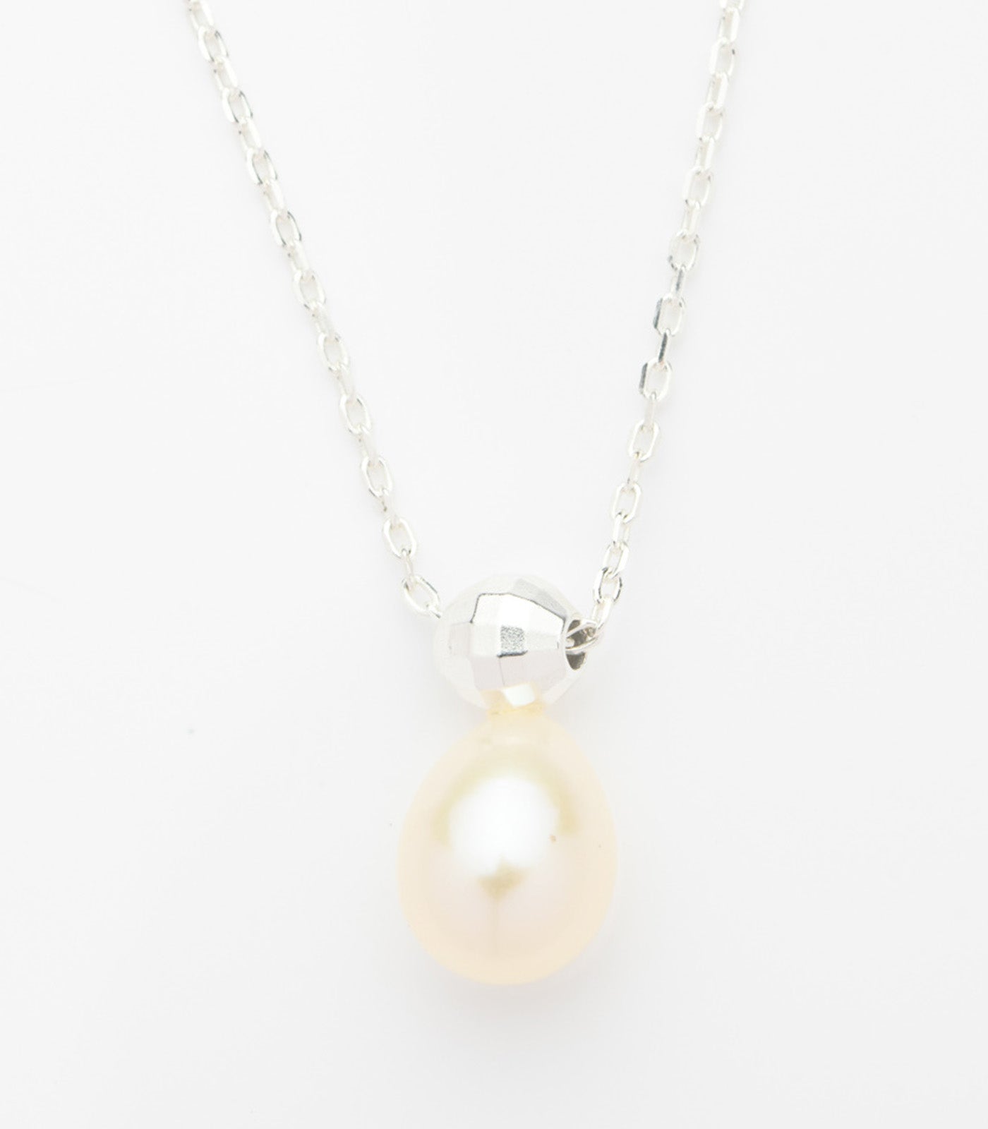 Pearl Drop Necklace (Silver)