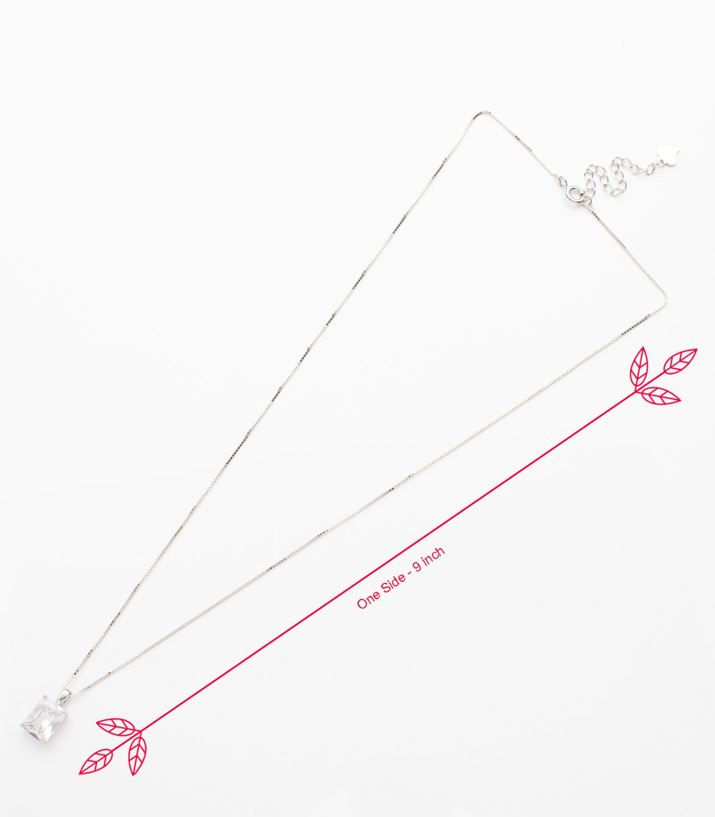 Square Crystal Necklace (Silver)