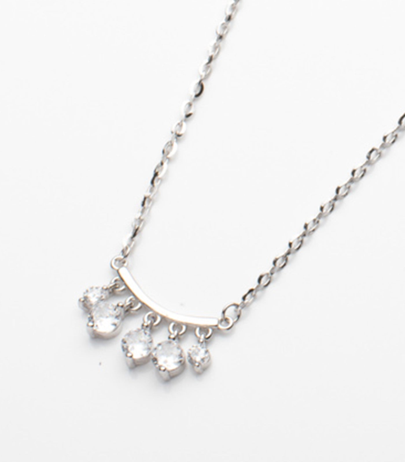 Classic Stone Curv Necklace (Silver)