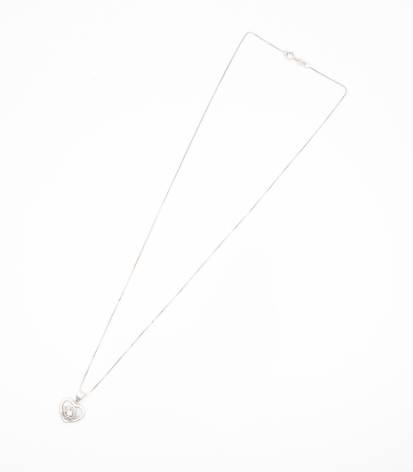 Floral Heart Necklace (Silver)