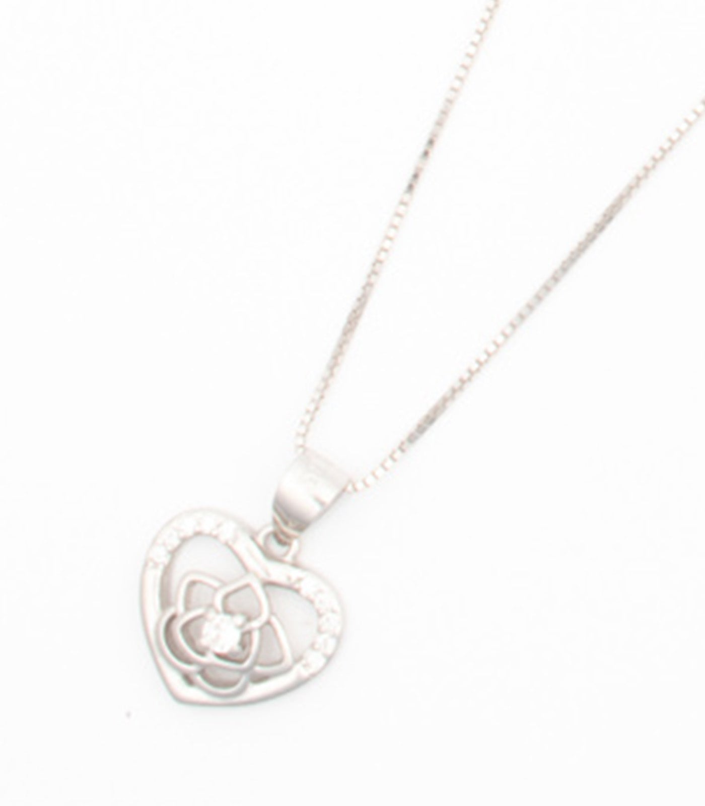 Floral Heart Necklace (Silver)