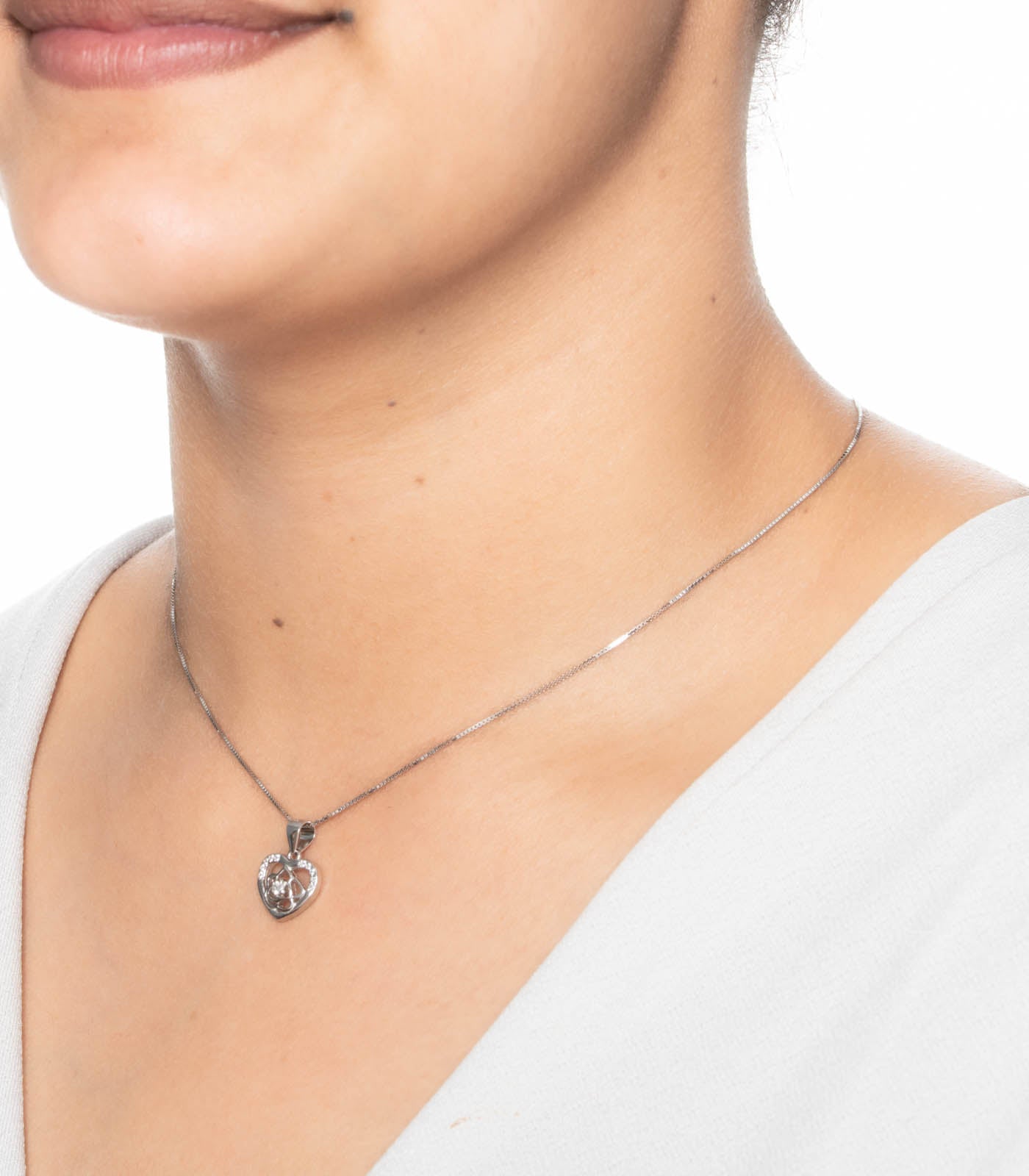 Floral Heart Necklace (Silver)