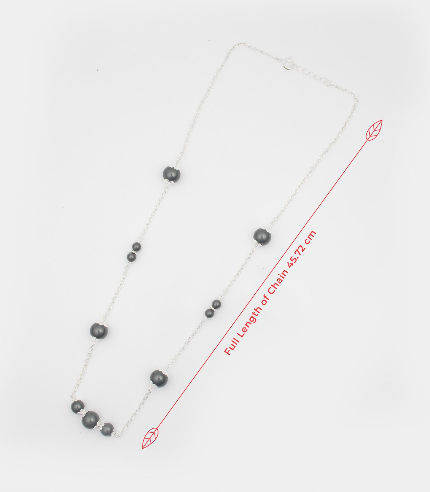 Dual Black Beads Necklace (Silver)