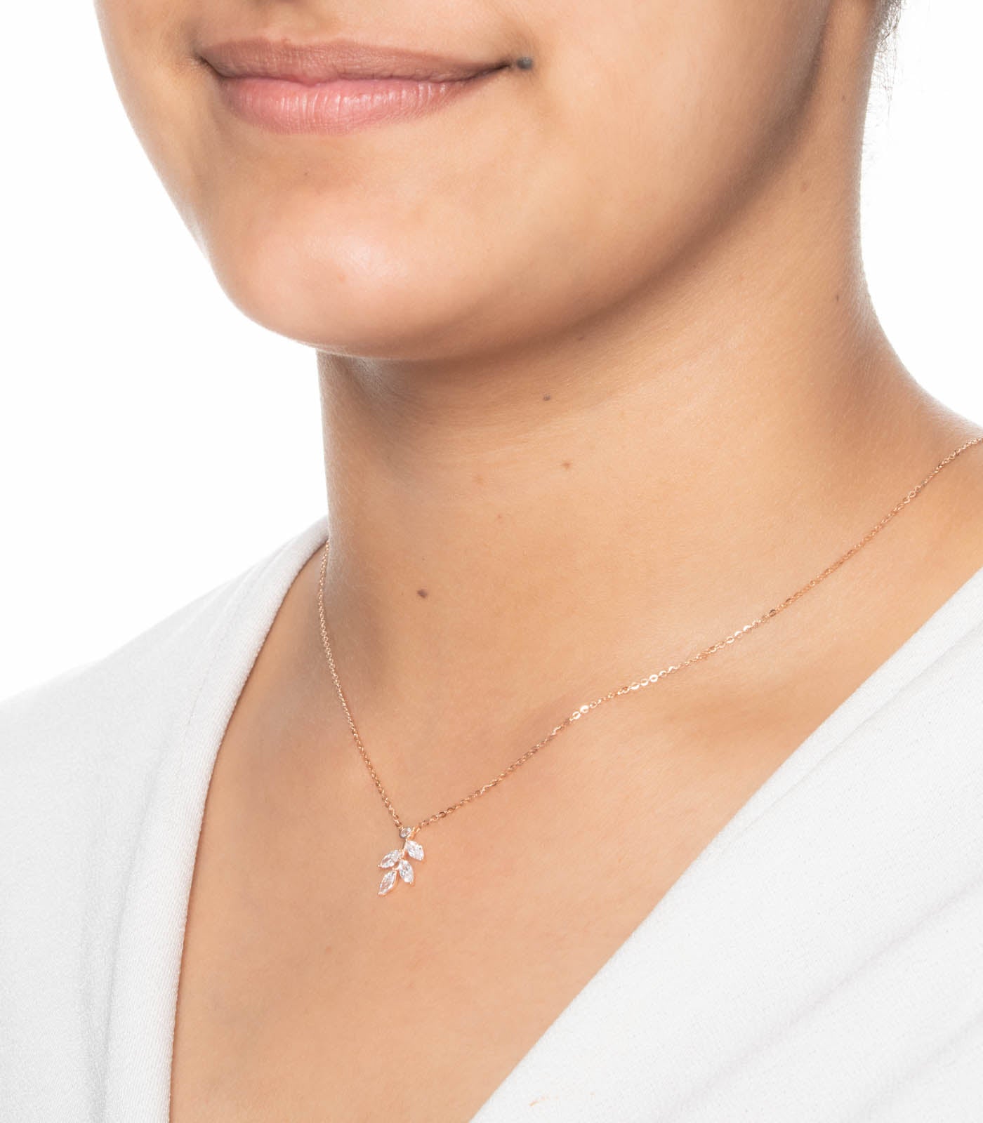 Gold Coloured Dangling Leaves Necklace (Silver)