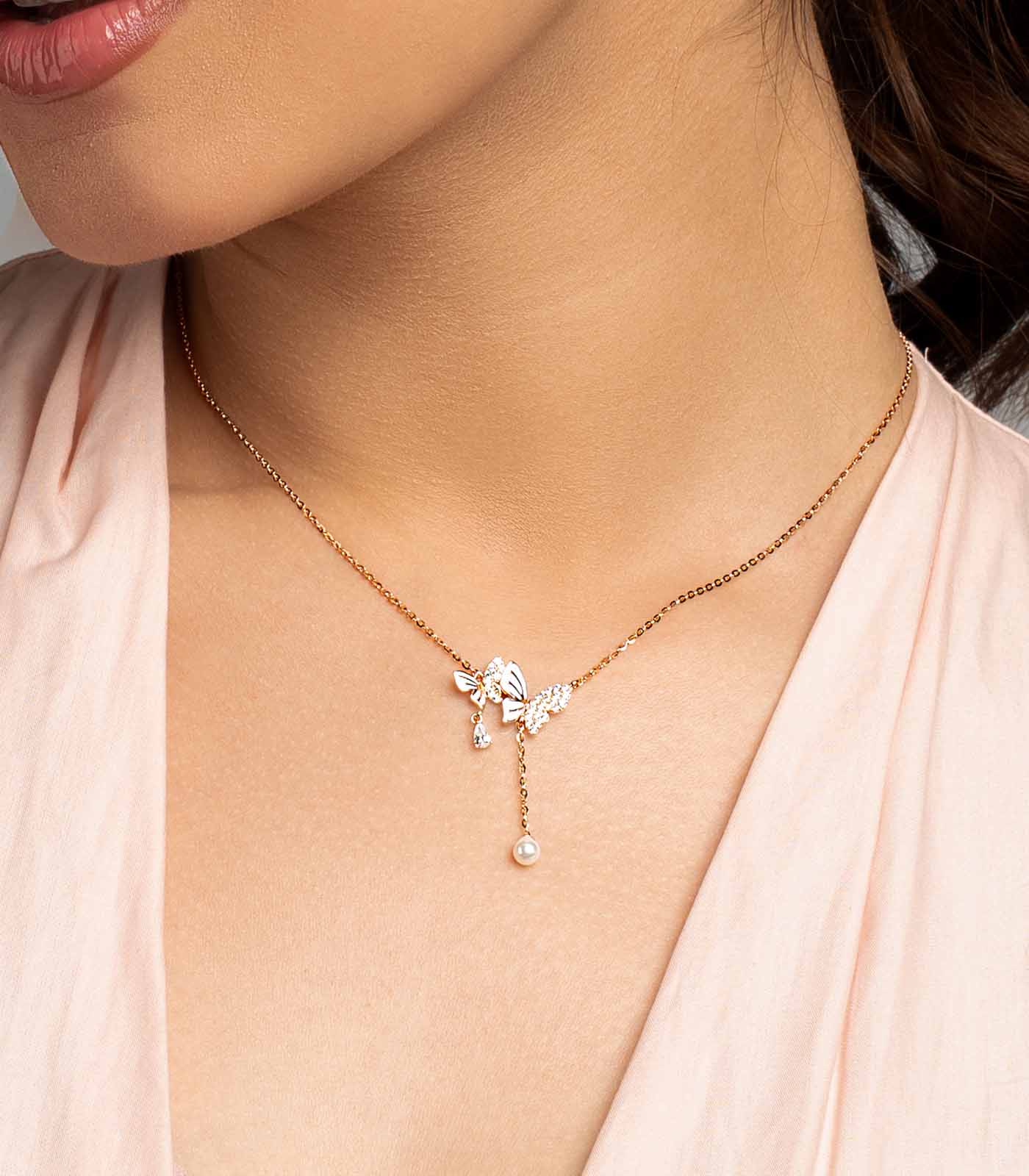 Butterfly Couple Necklace (Silver)