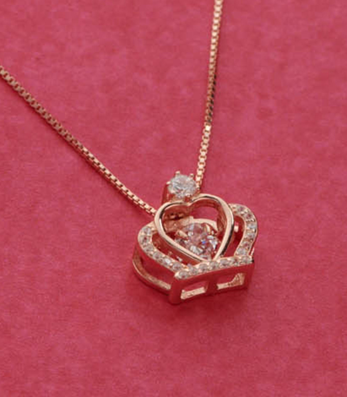 Rose Gold Crown Shaped Necklace (Silver)