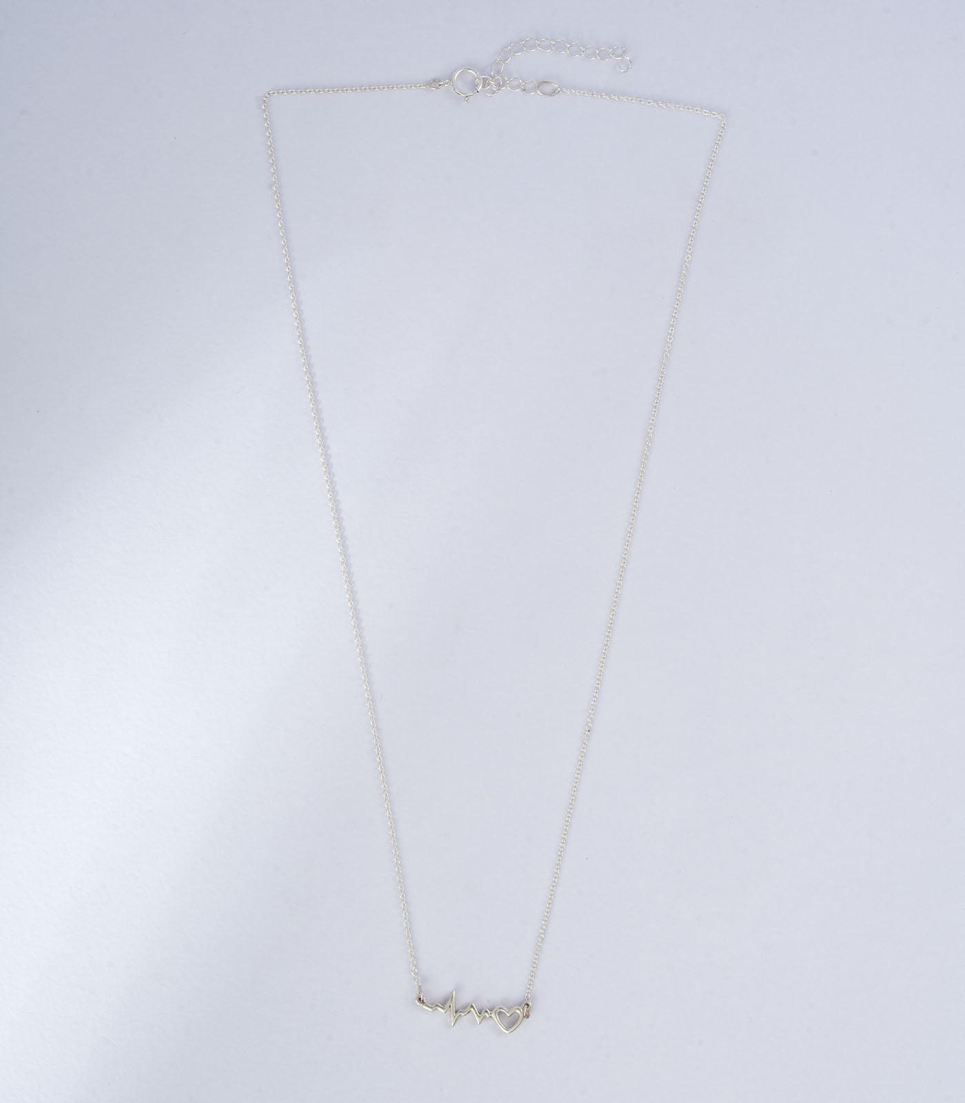 Heart & Heartbeat Silver Necklace