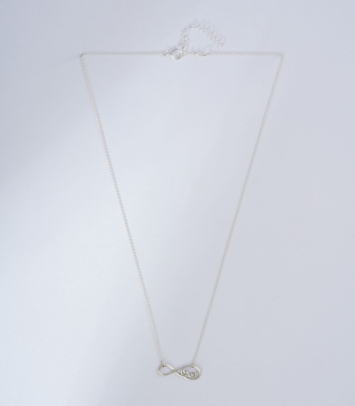 Infinity & Heart Pair Silver Necklace