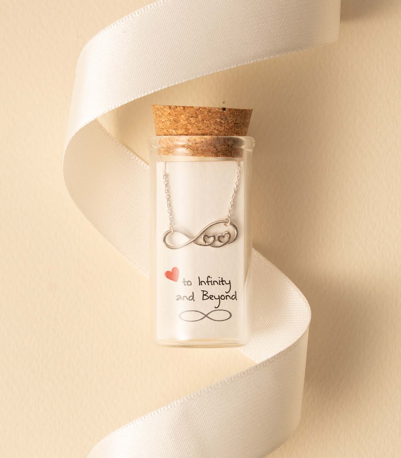 Infinity & Heart Pair Silver Necklace