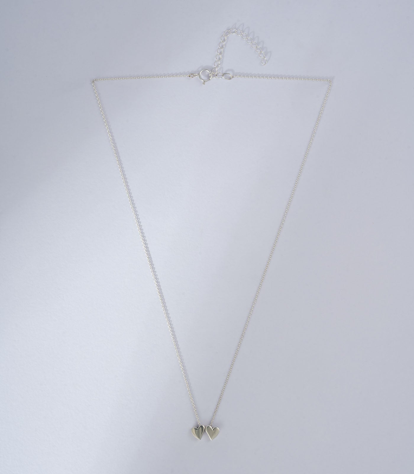 Double Joint Heart Silver Necklace