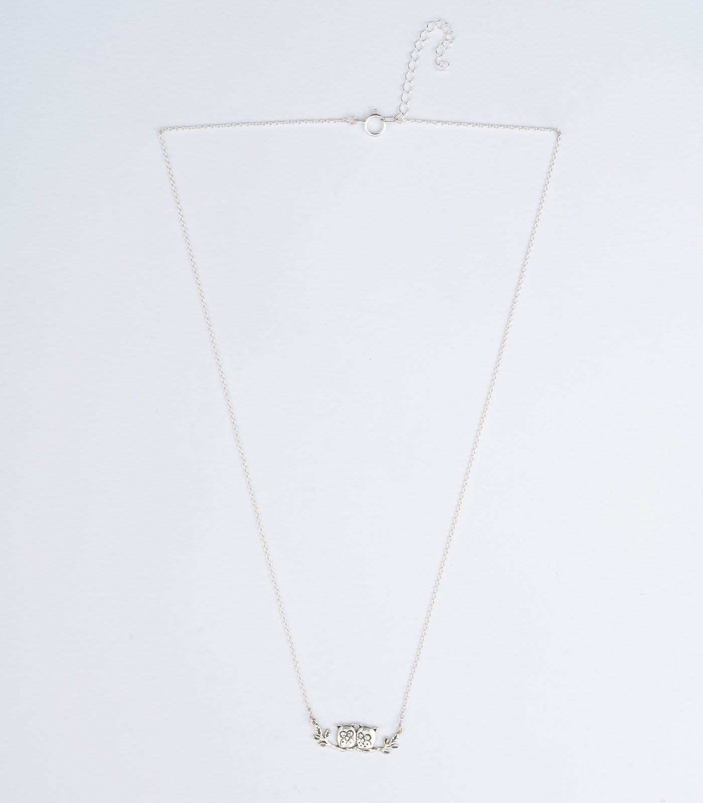 Adrable Owl Pair Silver Necklace