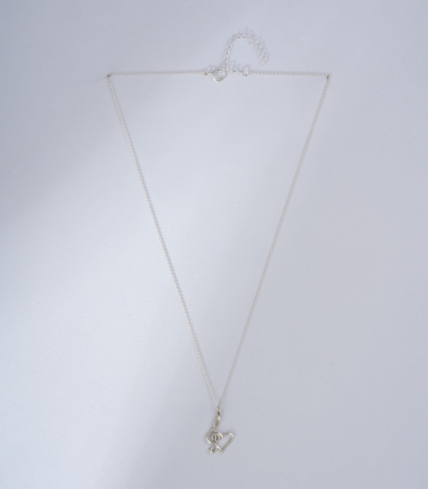 Heart & Musical Note Silver Necklace