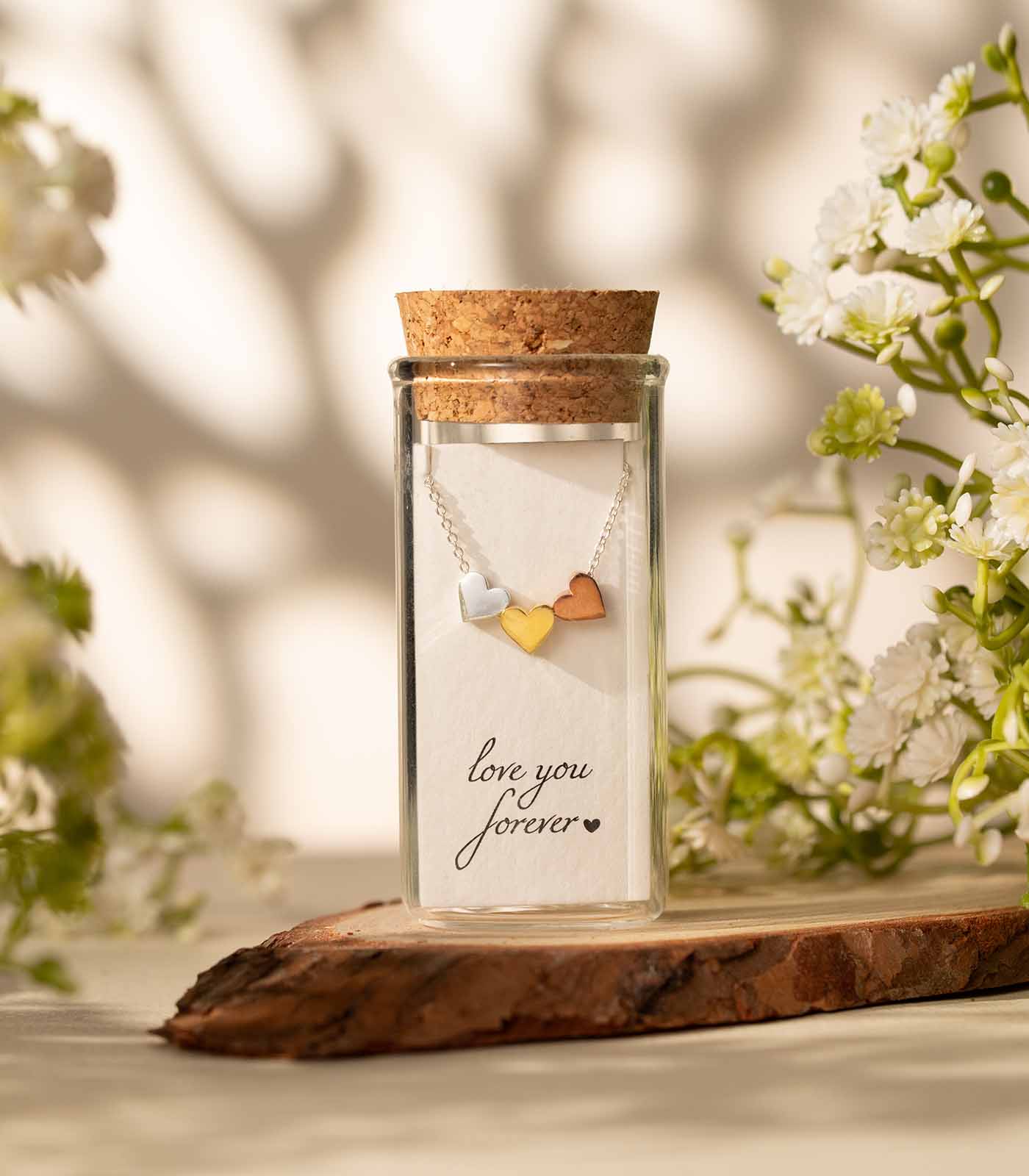 Multicoloured Heart Silver Necklace