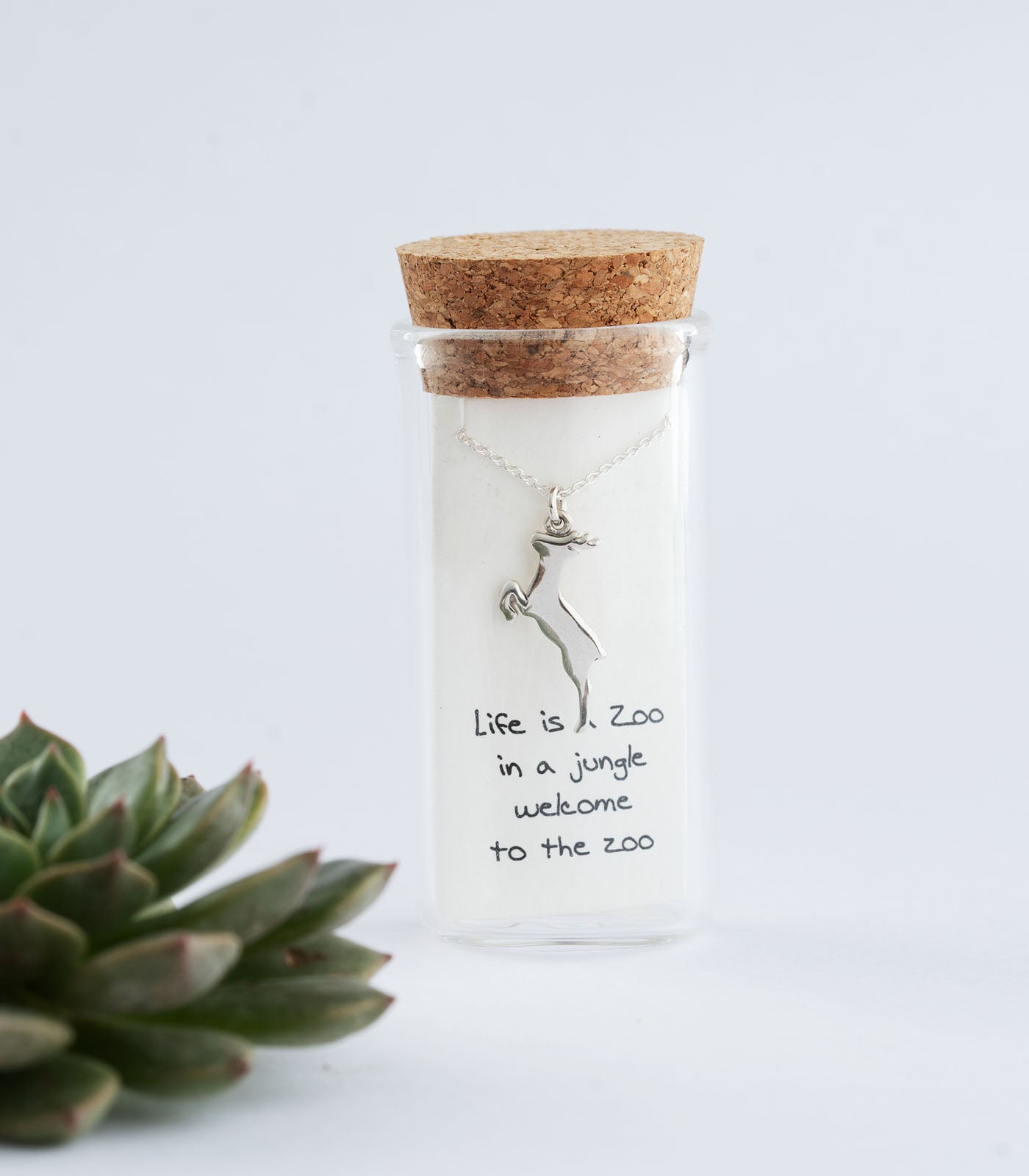 Graceful Deer Silver Necklace