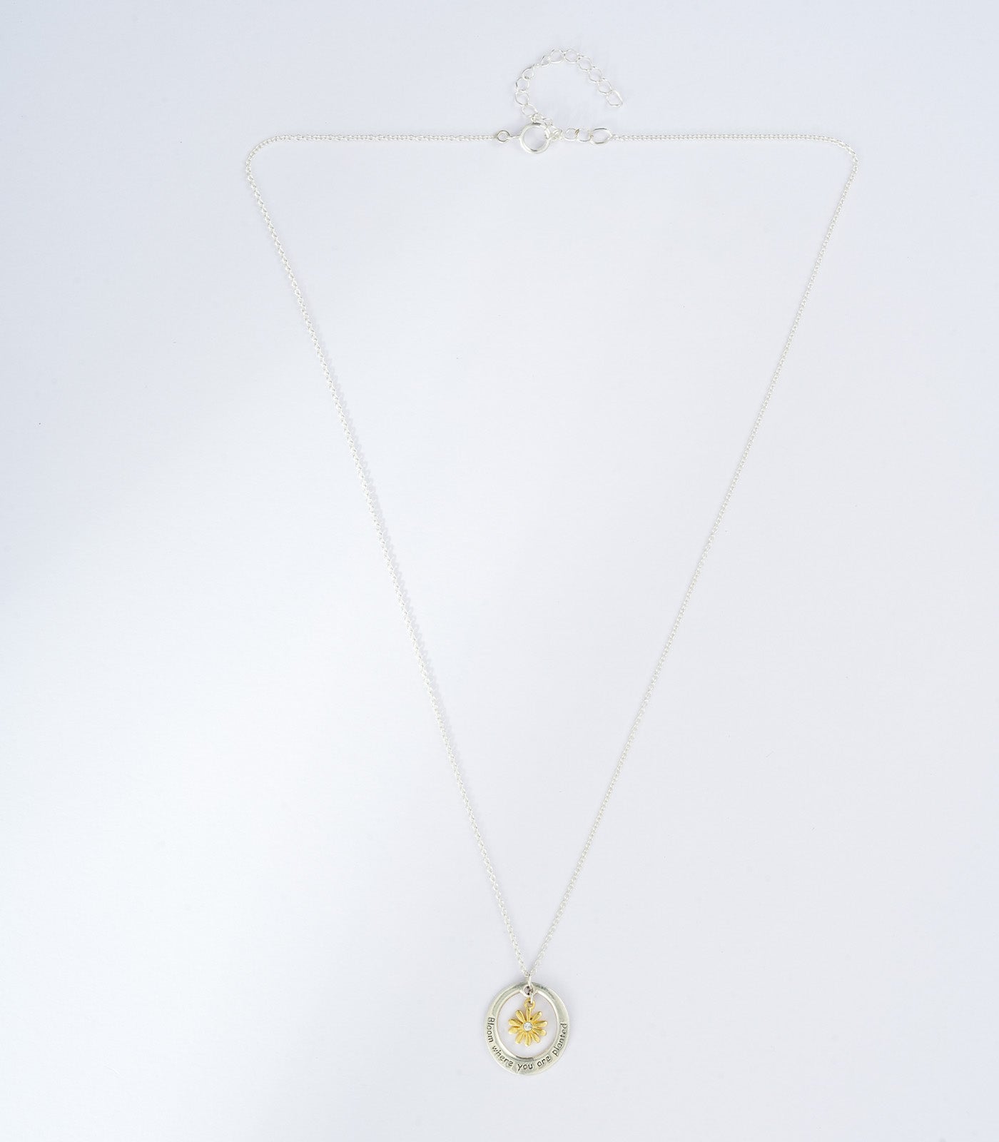 Golden Flower Silver Necklace